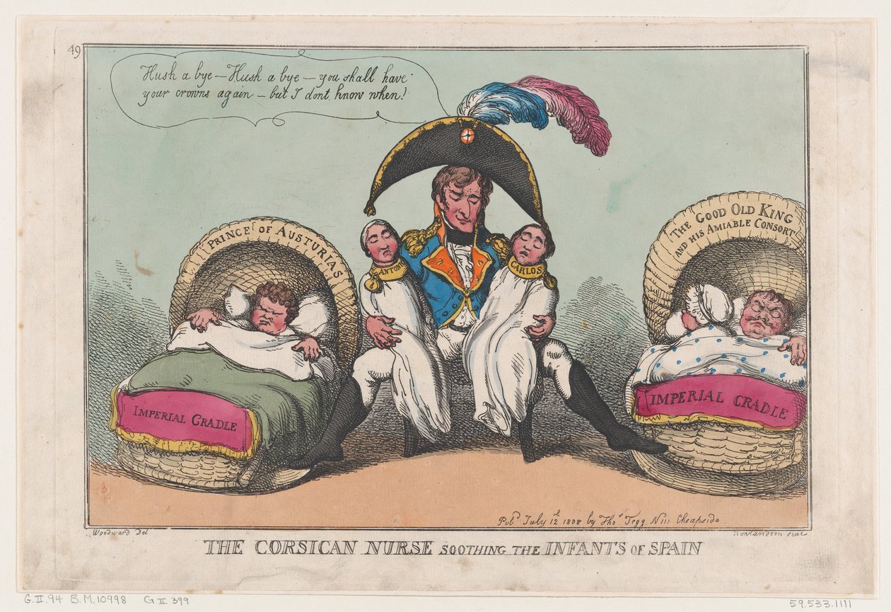 Den korsikanske sykepleieren beroliger Spanias spedbarn, 12. juli 1808., 12. juli 1808. av Thomas Rowlandson