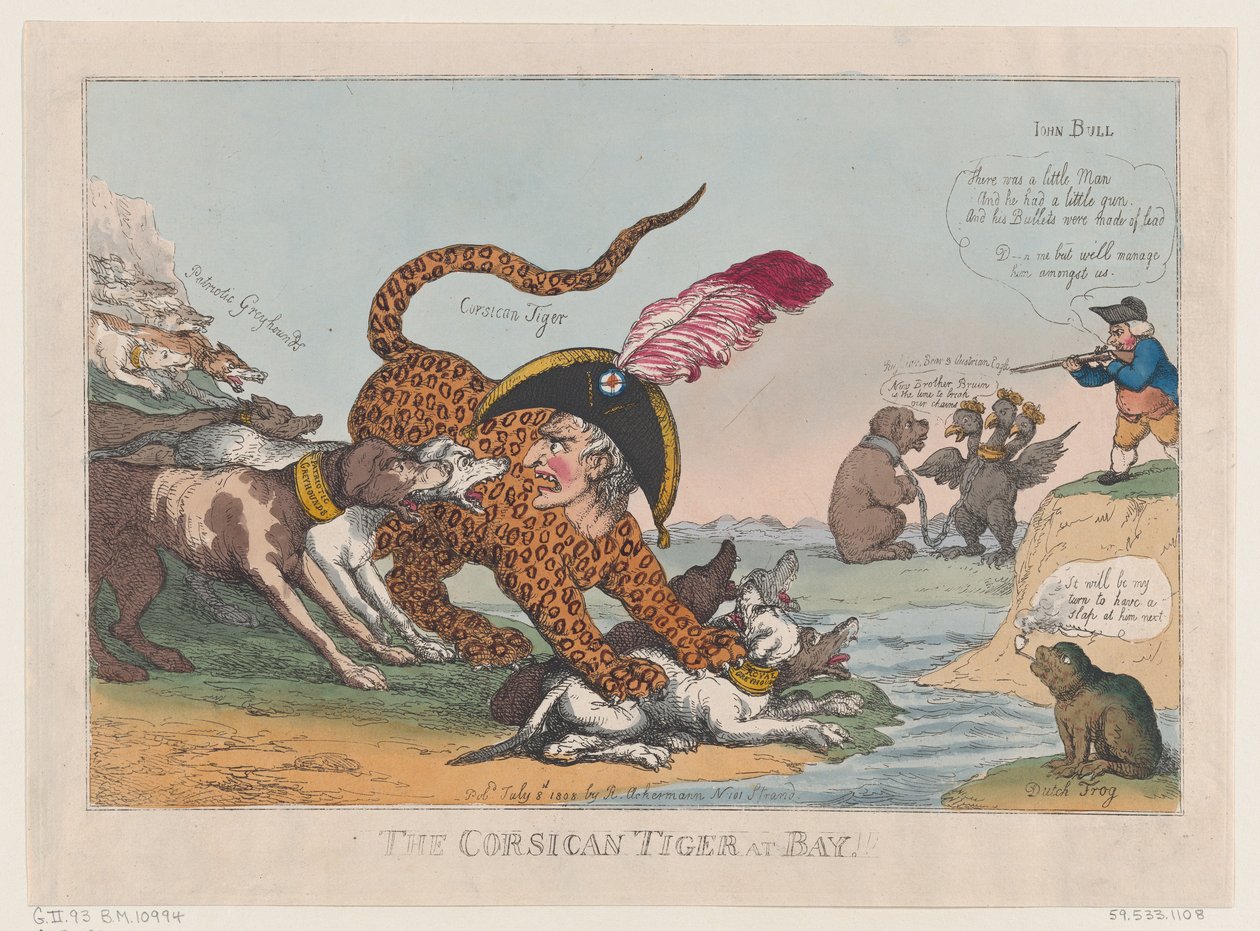 The Corsican Tiger at Bay!, 8. juli 1808., 8. juli 1808. av Thomas Rowlandson