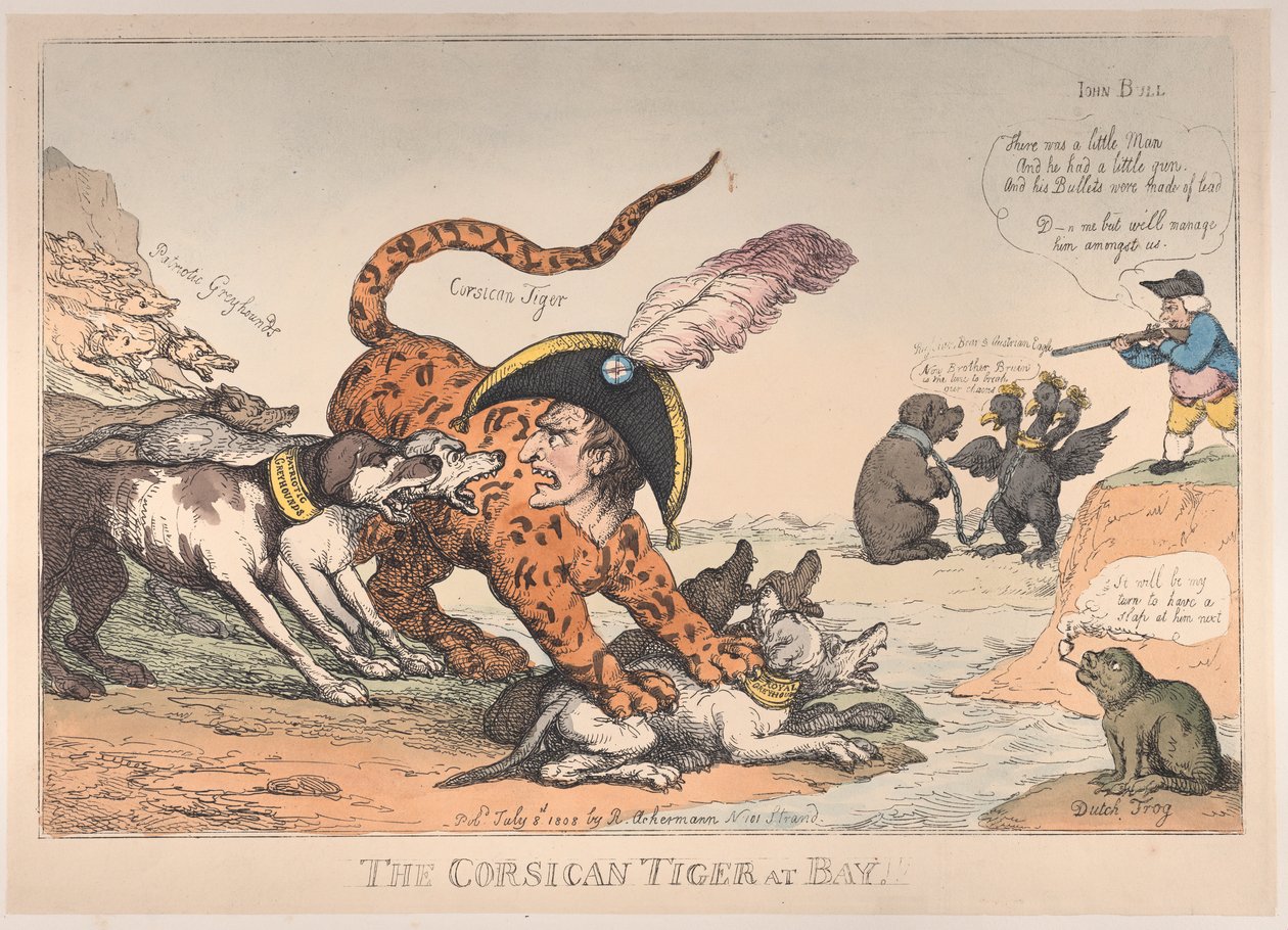 The Corsican Tiger at Bay!, 8. juli 1808., 8. juli 1808. av Thomas Rowlandson