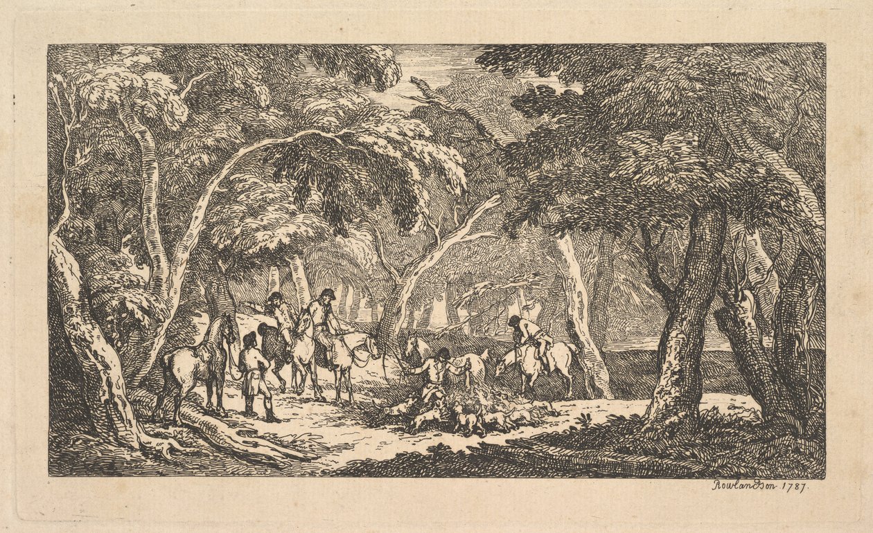 Døden - Revejakt - En landskapsscene, 1787. av Thomas Rowlandson