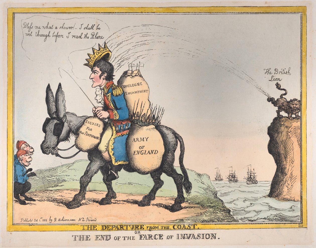 Avgangen fra kysten, eller slutten på invasjonsfarsen, 1. oktober 1805., 1. oktober 1805 av Thomas Rowlandson