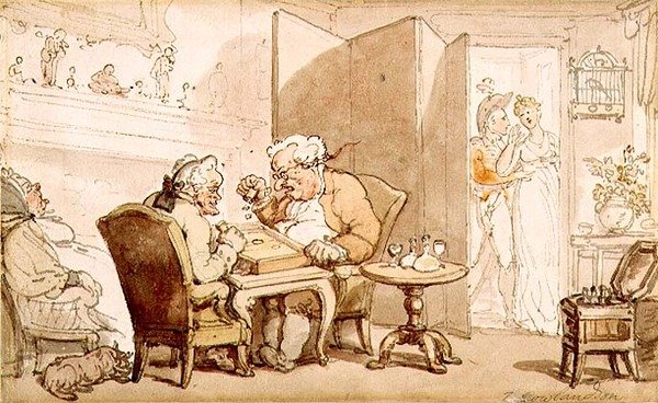 The Dicers (akvarell på papir) av Thomas Rowlandson