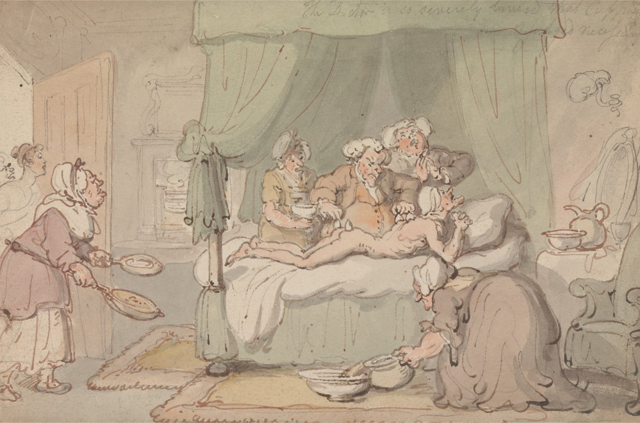 «Legen har så alvorlige blåmerker at det anses nødvendig å bruke koppterapi» av Thomas Rowlandson