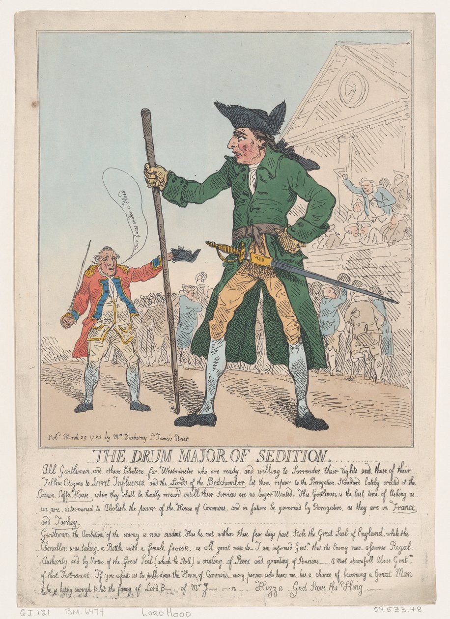 The Drum Major of Sedition, 29. mars 1784., 29. mars 1784. av Thomas Rowlandson