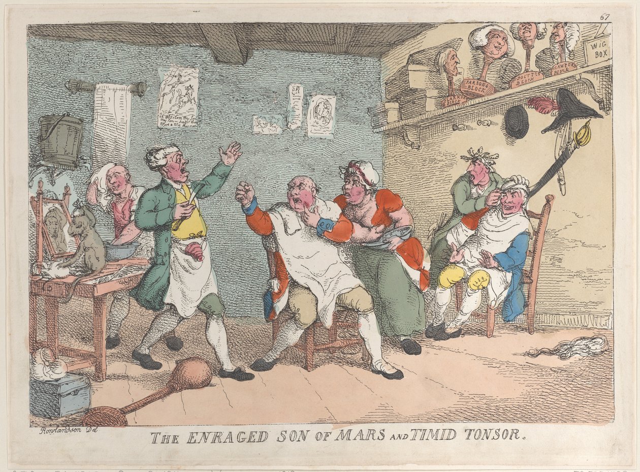 The Enraged Son of Mars and Timid Tonsor, 20. april 1811., 20. april 1811. av Thomas Rowlandson