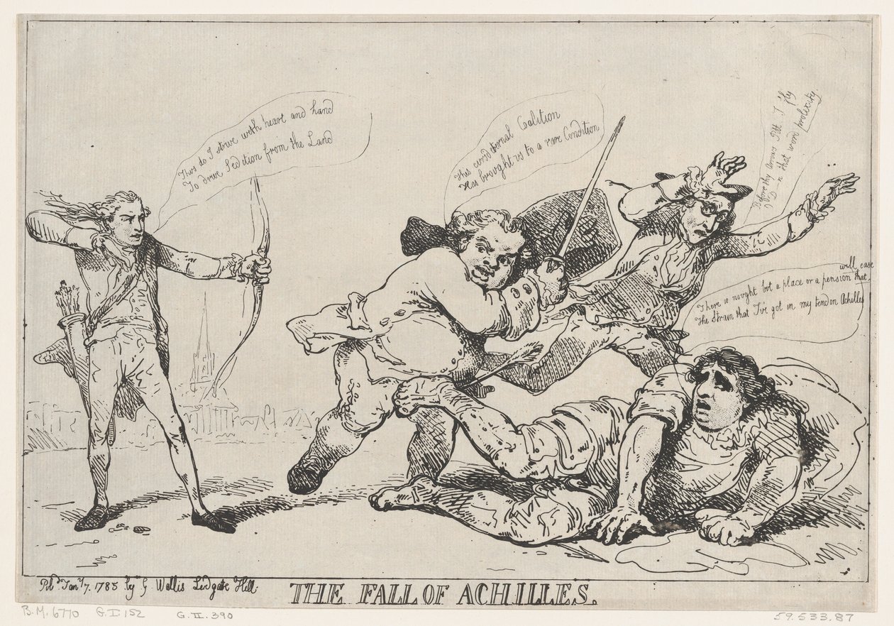 Akilles fall, 7. januar 1785., 7. januar 1785. av Thomas Rowlandson