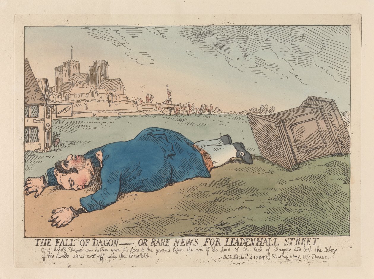 «Dagons fall» eller «Sjeldne nyheter fra Leadenhall Street» av Thomas Rowlandson