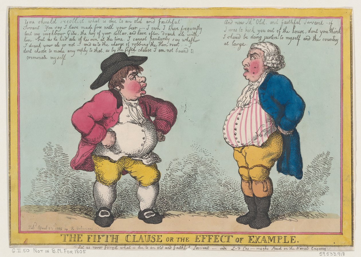 Den femte klausulen, eller virkningen av eksempel, 23. april 1805., 23. april 1805. av Thomas Rowlandson