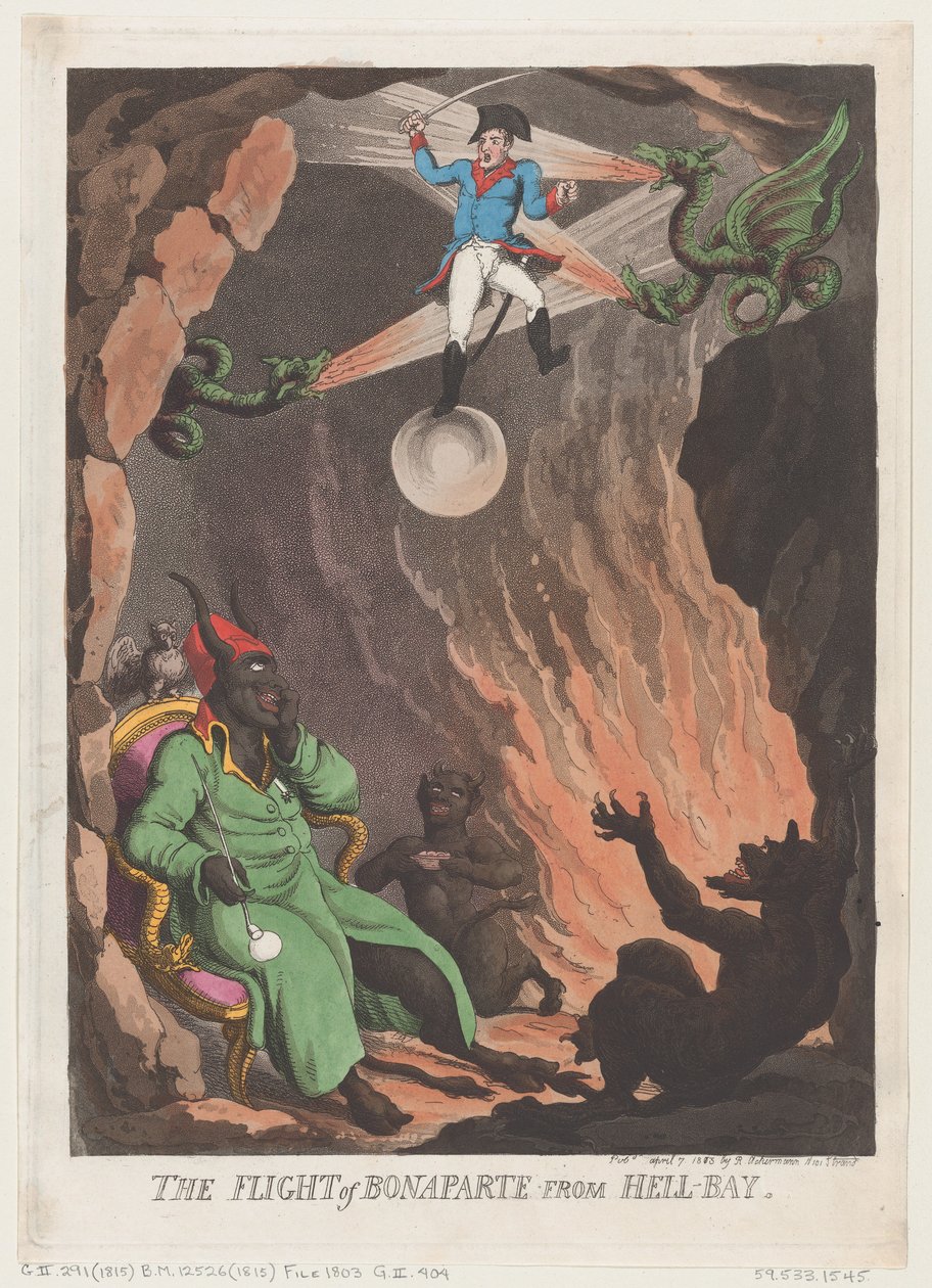 The Flight of Bonaparte fra Hell-Bay, 7. april 1803., 7. april 1803. av Thomas Rowlandson
