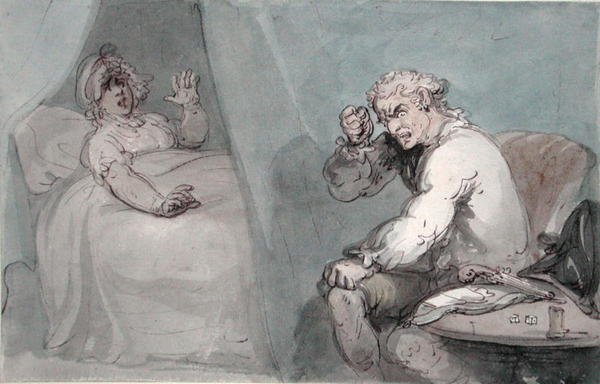 The Gamester Going to Bed (akvarell med penn og blekk på papir) av Thomas Rowlandson