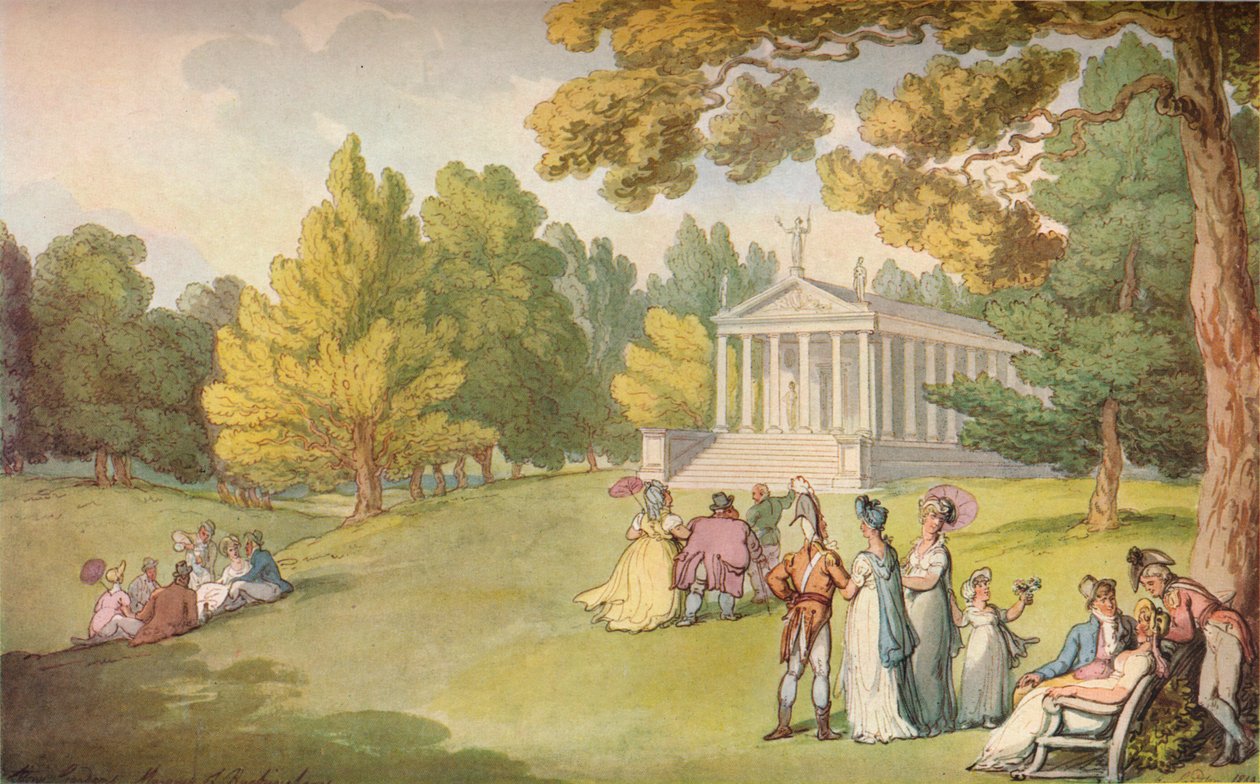The Gardens at Stowe House, Bucks, c1785 av Thomas Rowlandson