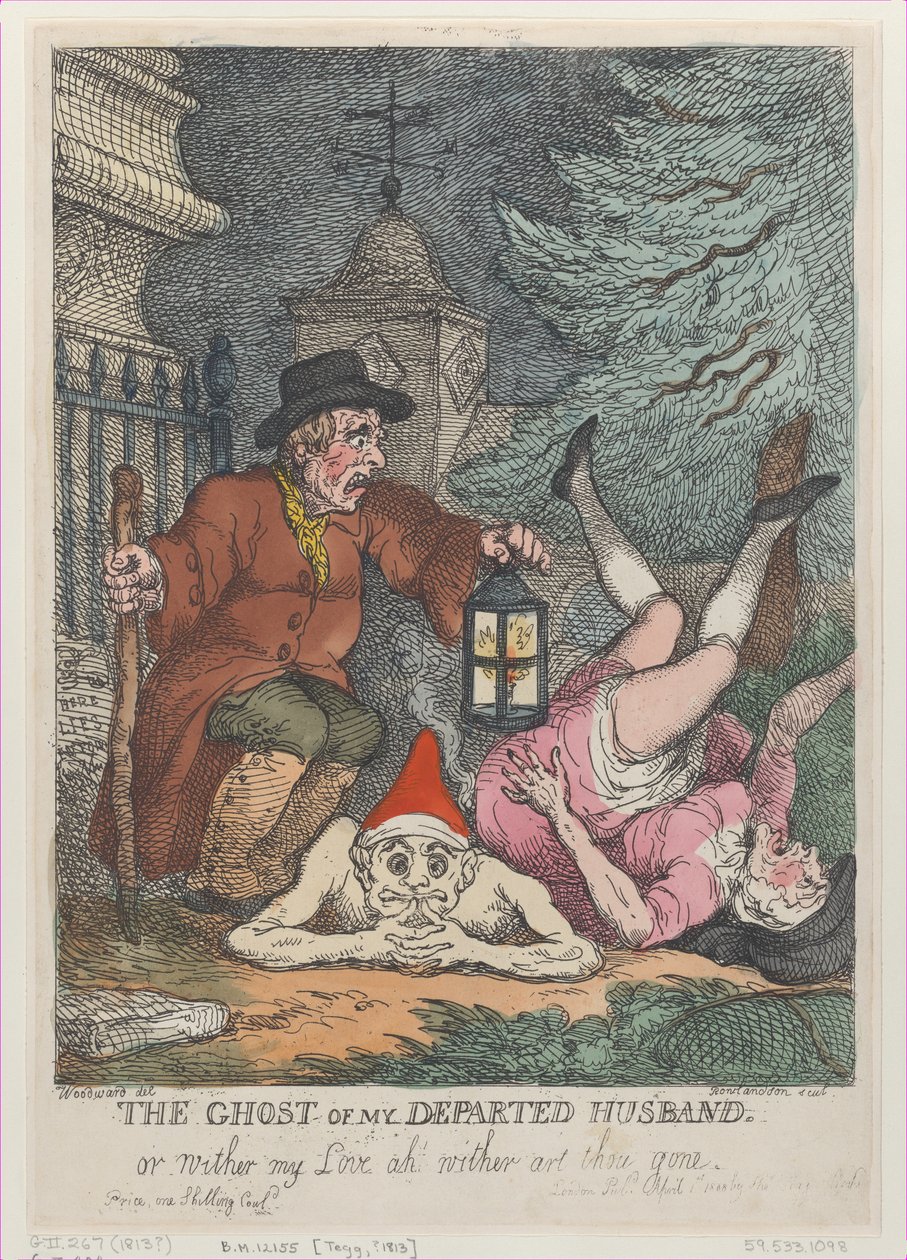 The Ghost of My Departed Husband, or Wither my Love ah visne are du borte, april..., 1. april 1808. av Thomas Rowlandson