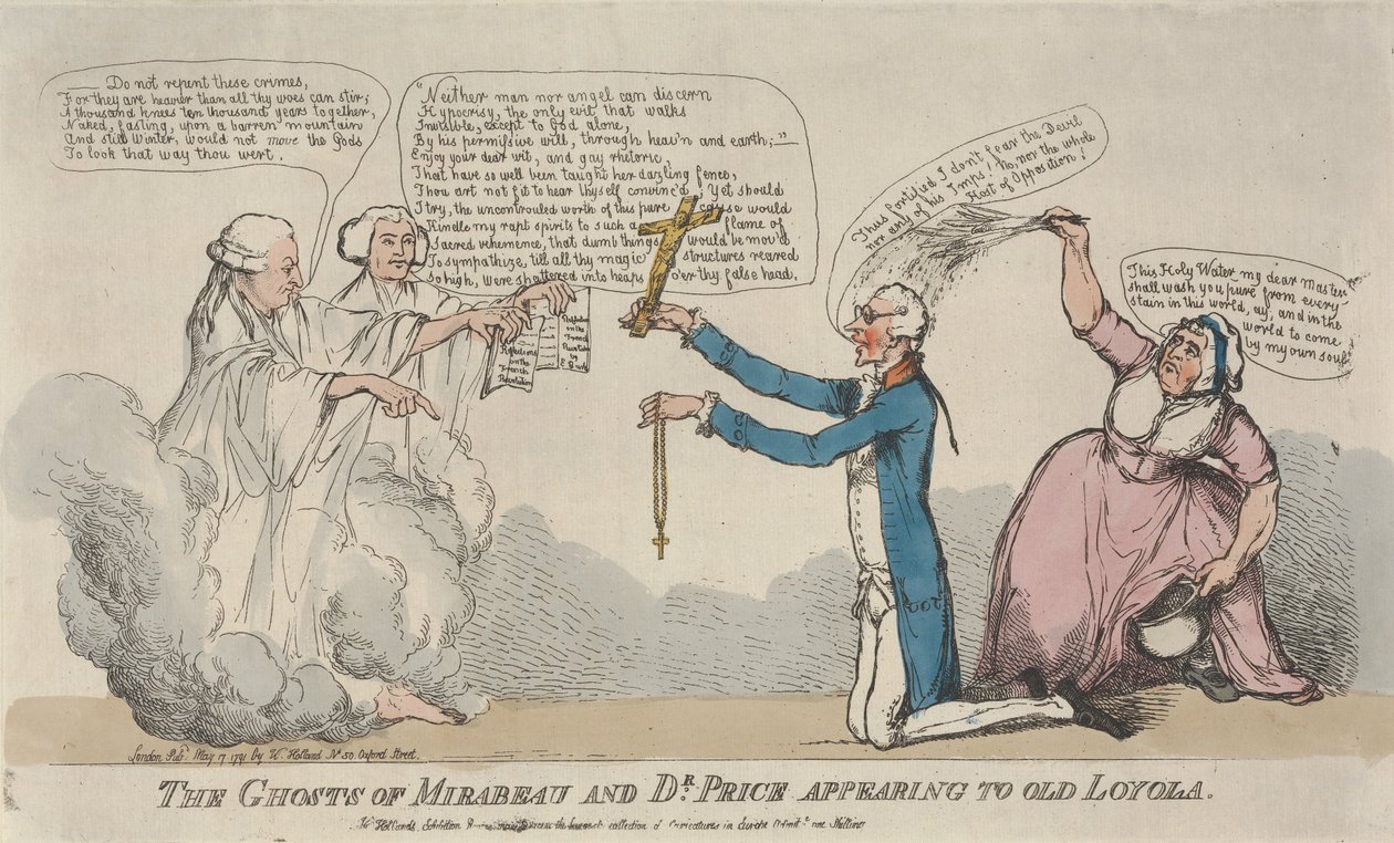 Spøkelsene til Mirabeau og dr. Price viser seg for gamle Loyola av Thomas Rowlandson