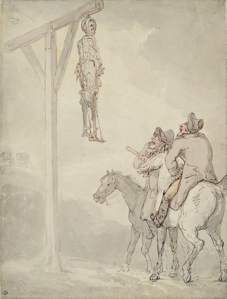 The Gibbet (penn og blekk, akvarell og blyant på papir) av Thomas Rowlandson