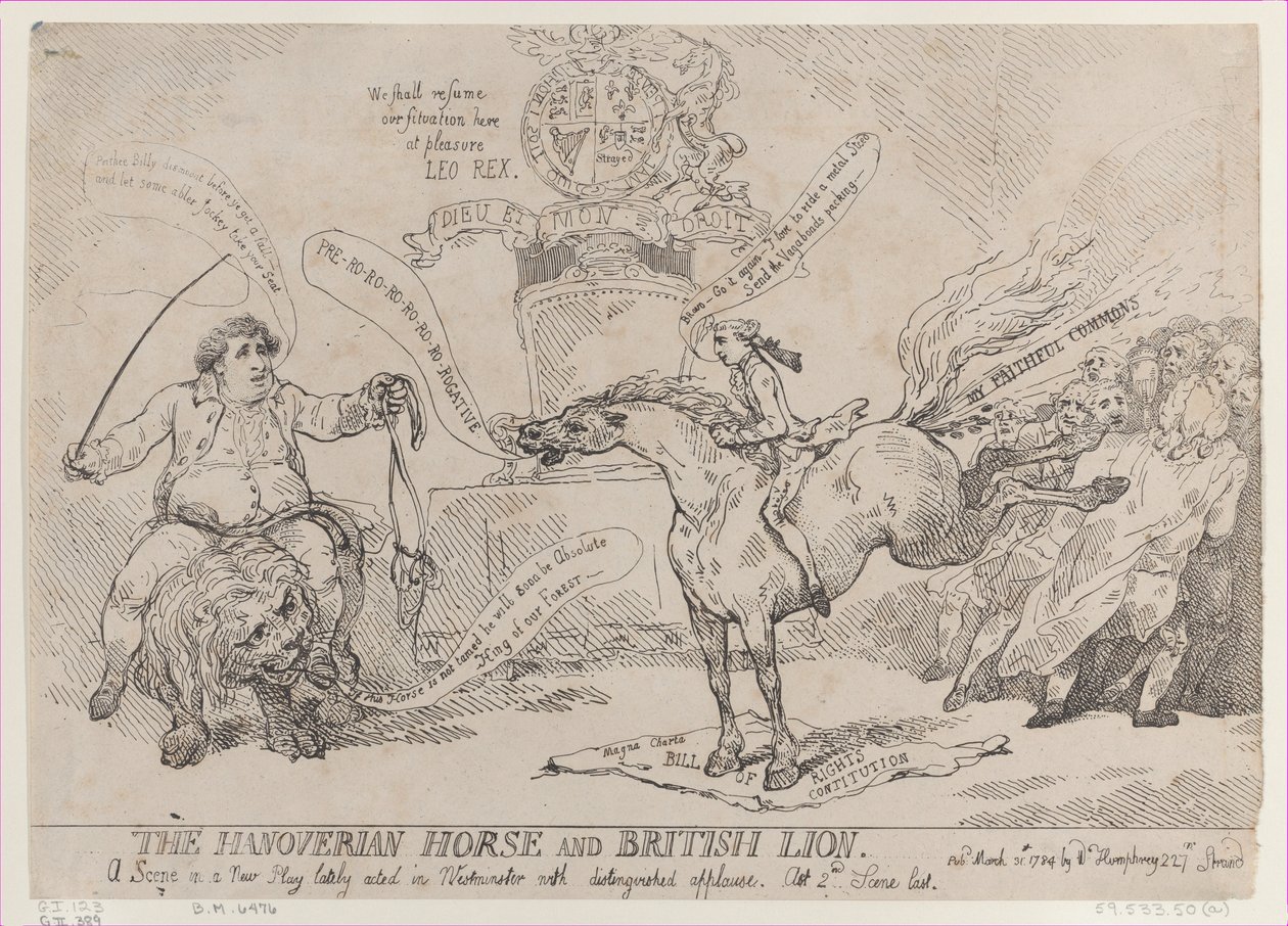 Hannoverhesten og den britiske løven, 31. mars 1784., 31. mars 1784. av Thomas Rowlandson