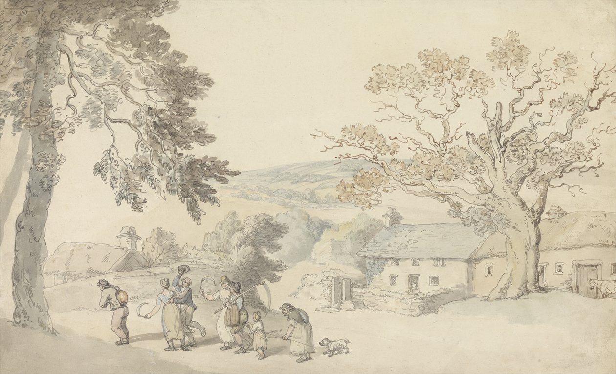 Harvesters (penn og blekk og w/c over blyant på papir) av Thomas Rowlandson