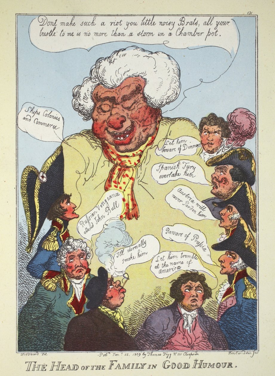 Familiens overhode med godt humør, pub. Thomas Tegg, 15. januar 1809 (håndfarget gravering) av Thomas Rowlandson