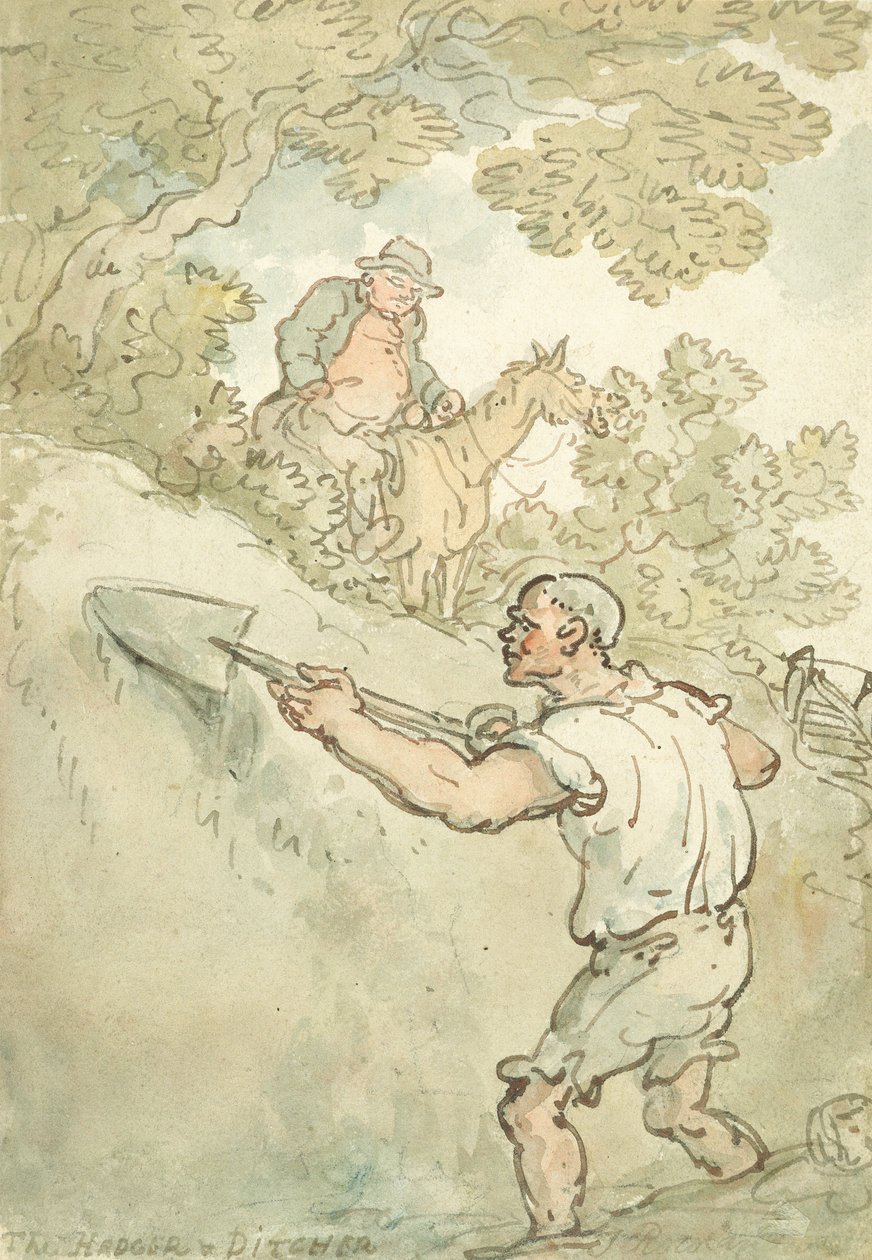 The Hedger and Ditcher (penn og blekk og akvarell på papir) av Thomas Rowlandson