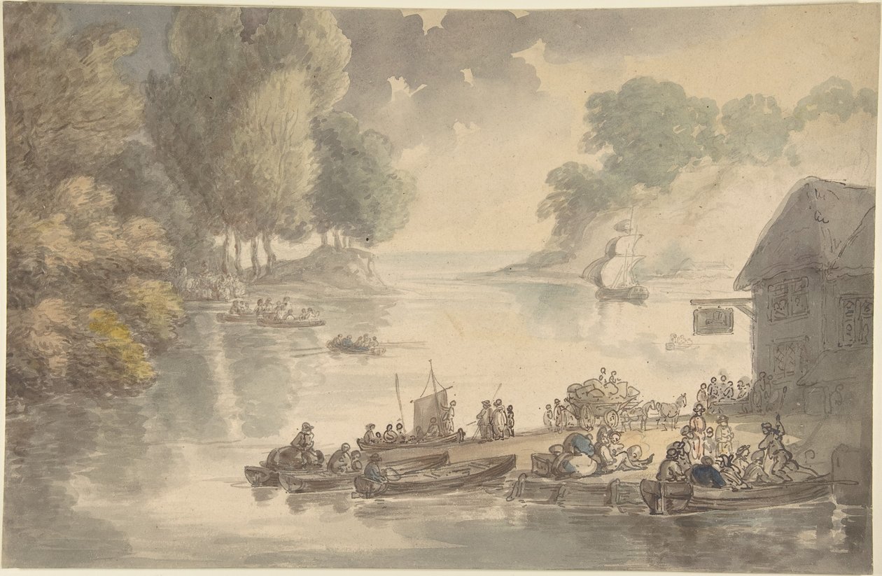 The Inn at the Ford av Thomas Rowlandson