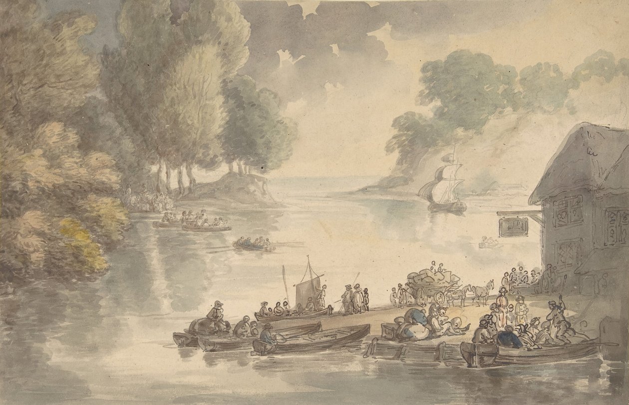 The Inn at the Ford, 1775-1827. av Thomas Rowlandson