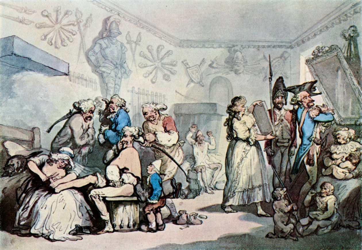 Interiøret i en fransk brakke, 1787, 1929 av Thomas Rowlandson