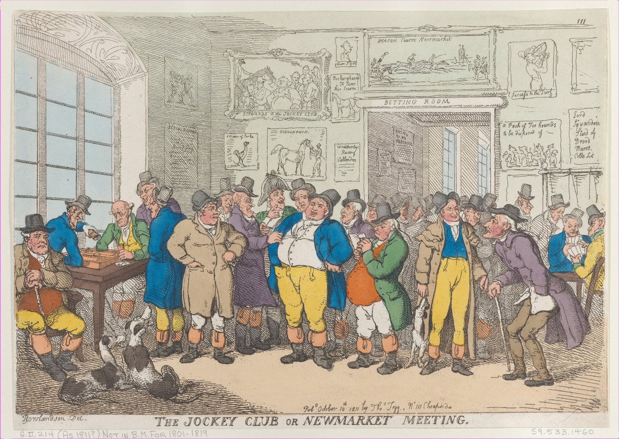 The Jockey Club eller Newmarket Meeting, 10. oktober 1811., 10. oktober 1811. av Thomas Rowlandson