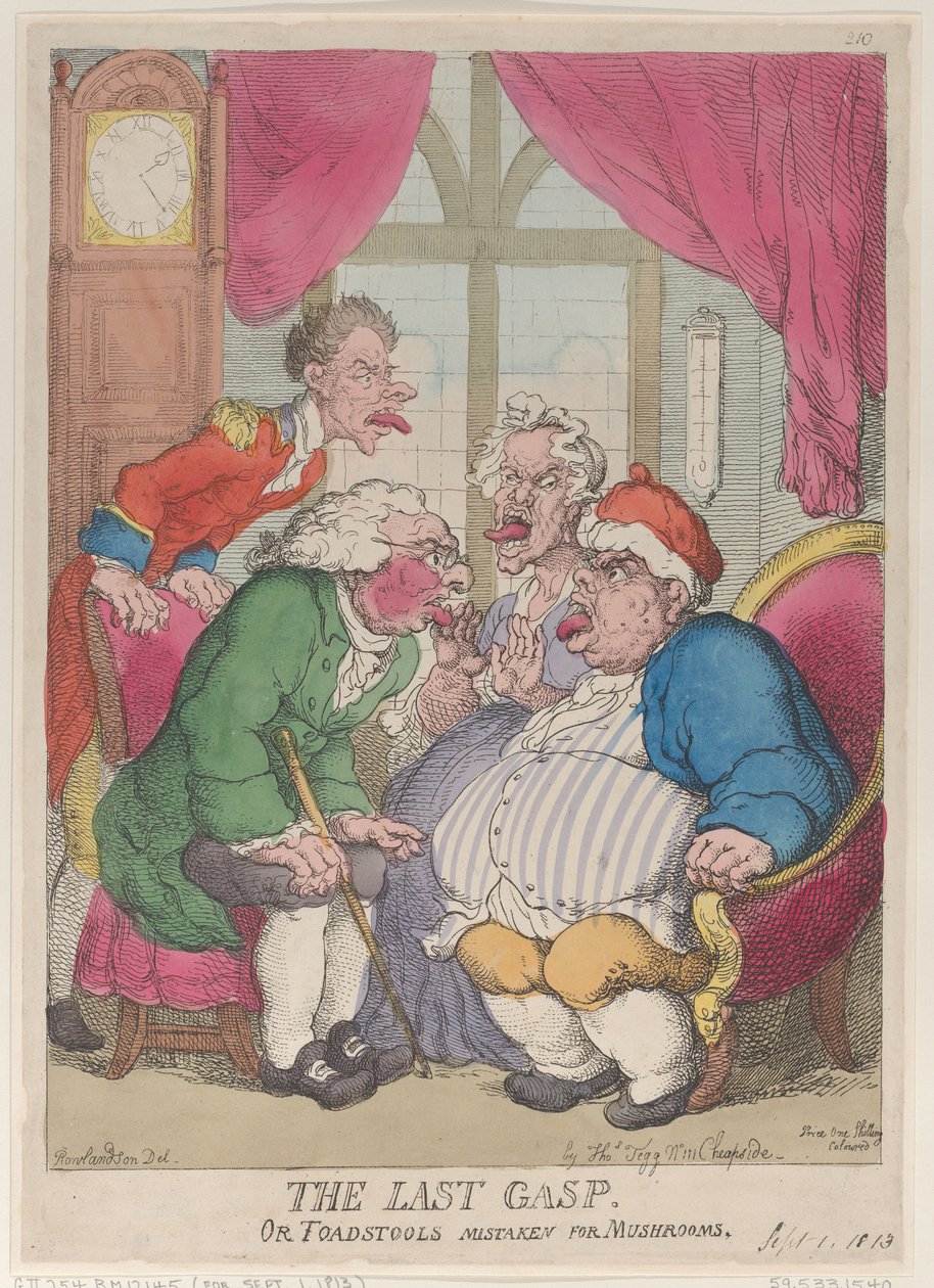 Det siste gisp, eller paddehatten som ble feilaktig for sopp, 1. september 1813., 1. september 1813. av Thomas Rowlandson