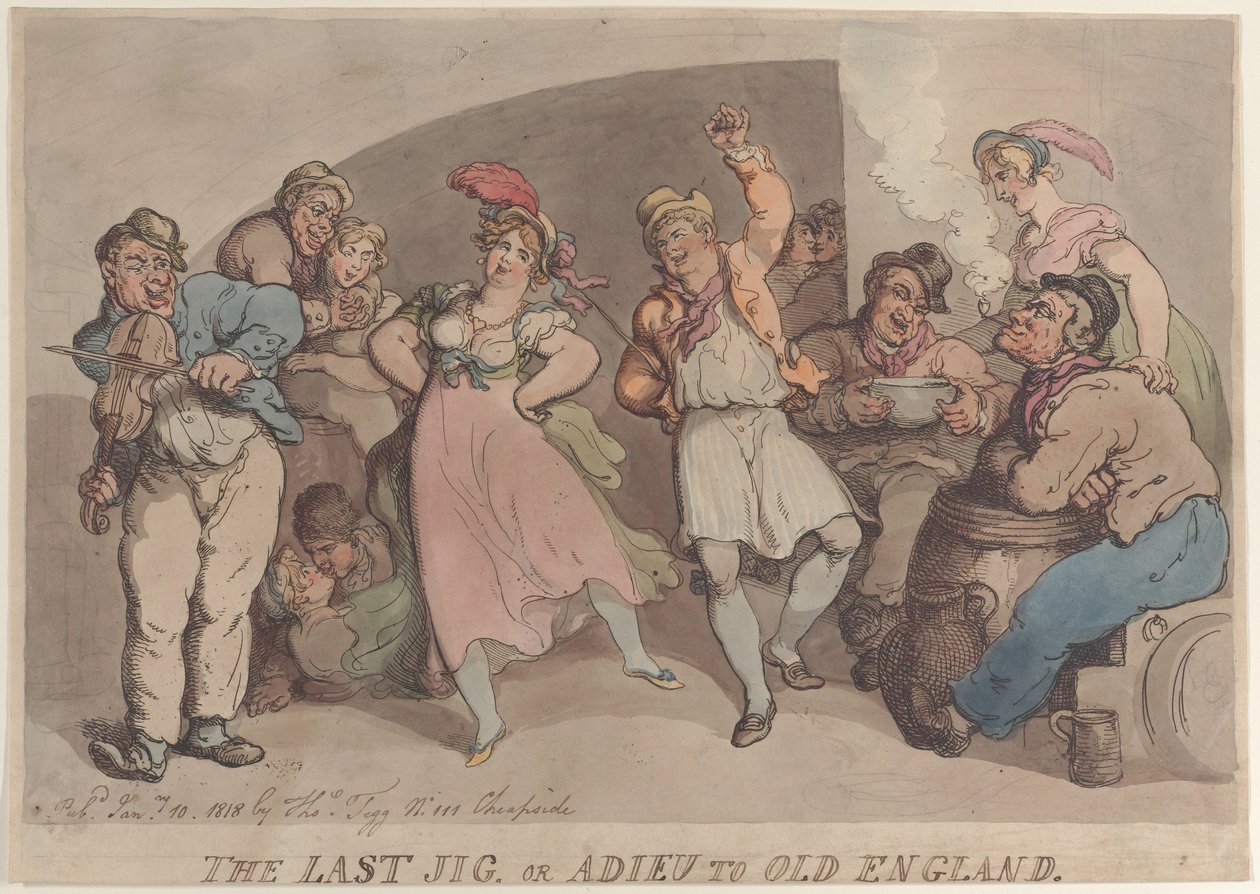The Last Jig or Adieu to Old England, 10. januar 1818., 10. januar 1818. av Thomas Rowlandson