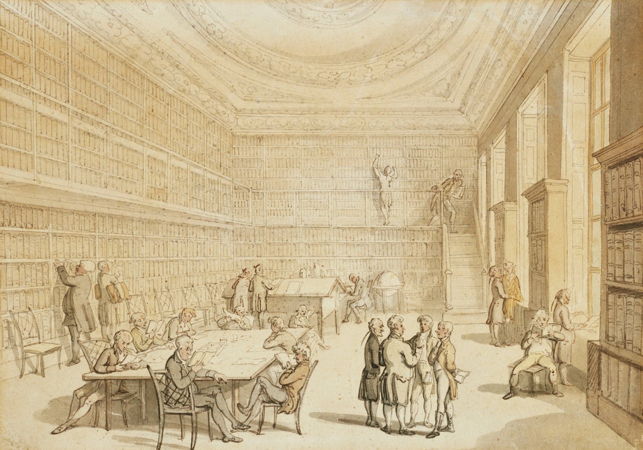 The Library of the Royal Institution, Albemarle Street, av Thomas Rowlandson