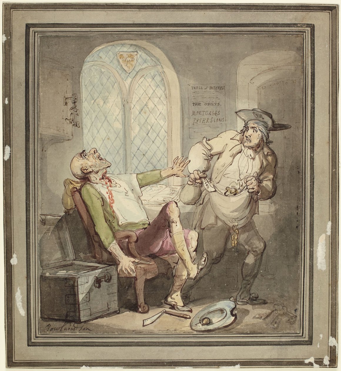 Mordet og ranet av gjerrigknarken av Thomas Rowlandson