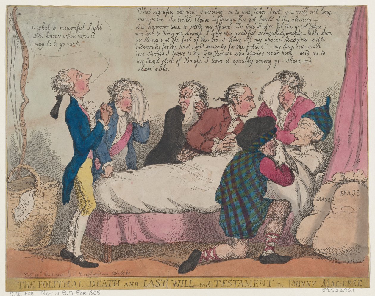 The Political Death and Last Will and Testament of Johnny Mac-Cree, 28. april 1805., 28. april 1805. av Thomas Rowlandson