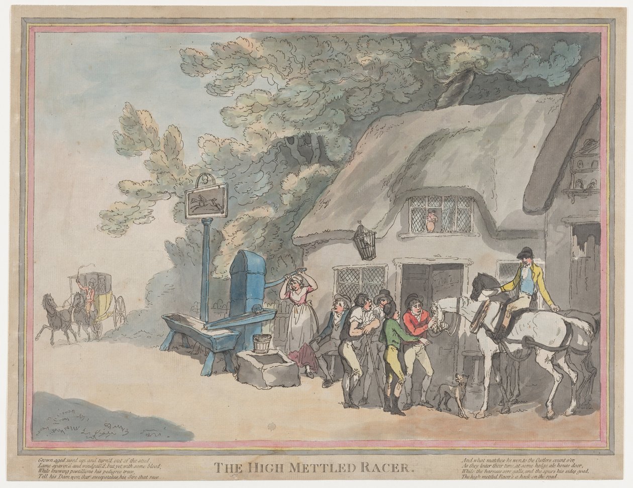 Posthesten (fra *The Life of a Racehorse, or The High-Mettled Racer*) av Thomas Rowlandson