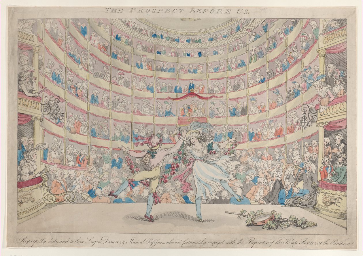 The Prospect Before Us, respektfullt dedikert til disse sangerne, danserne og Mu..., 13. januar 1791. av Thomas Rowlandson