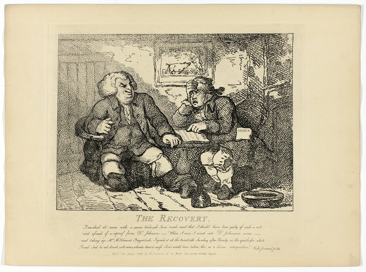 Gjenopprettingen, fra Boswells tur til Hebridene av Thomas Rowlandson