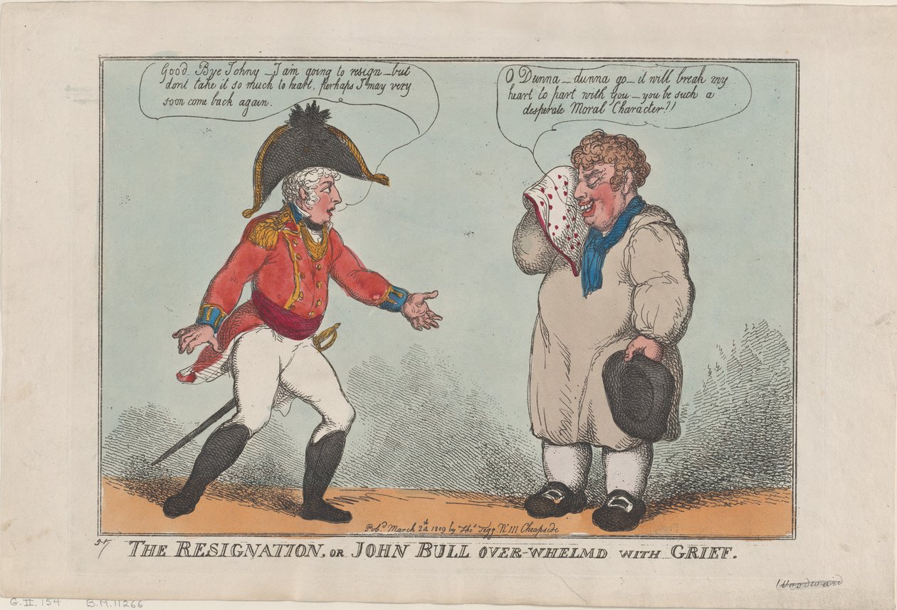 Resignasjonen, eller John Bull Over-Whelmed with Grief, 24. mars 1809., 24. mars 1809. av Thomas Rowlandson