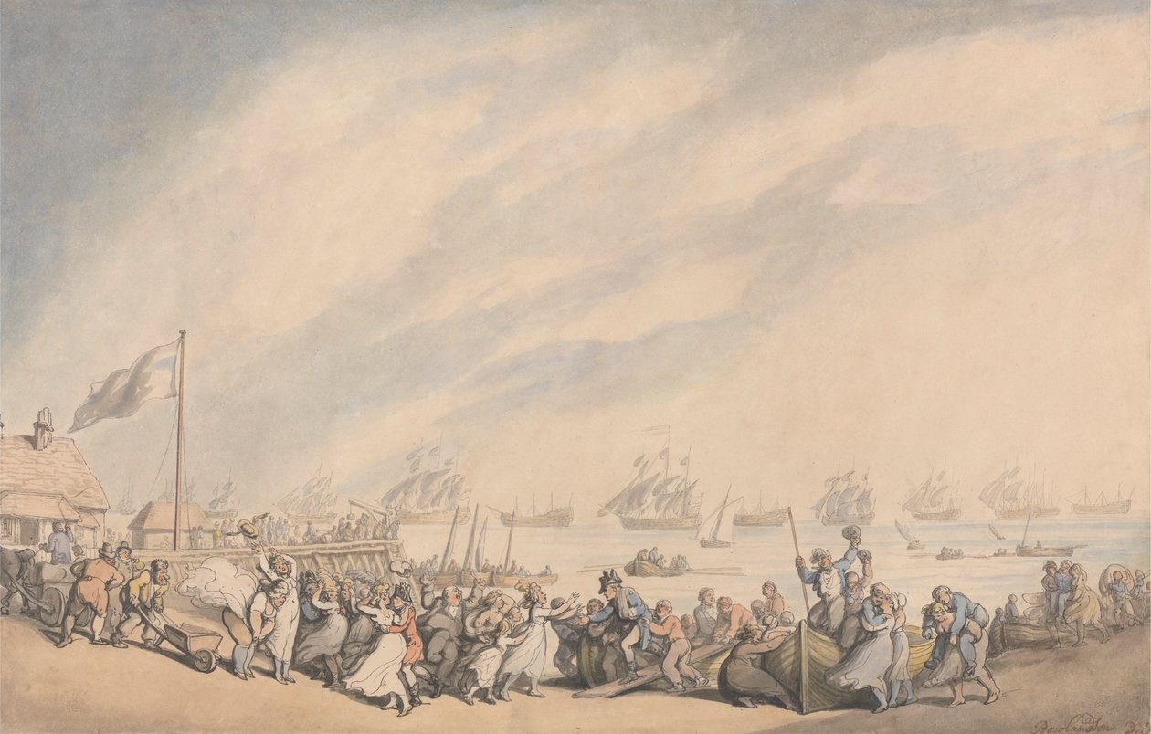 Flåtens retur til Great Yarmouth i 1797 av Thomas Rowlandson