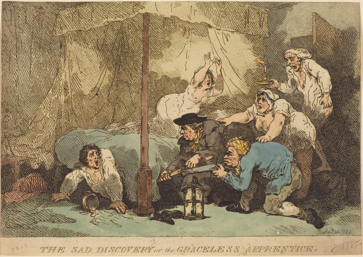 Den triste oppdagelsen, eller Den takknemlige lærlingen av Thomas Rowlandson