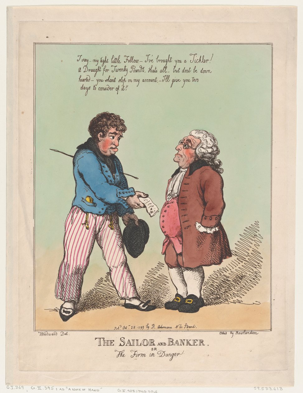 Sjømannen og bankmannen, 28. oktober 1799., 28. oktober 1799. av Thomas Rowlandson