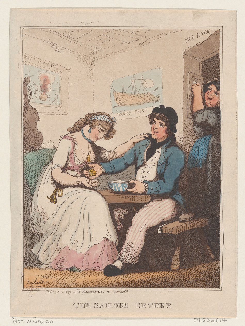 Sjømannens retur, 10. oktober 1799., 10. oktober 1799. av Thomas Rowlandson