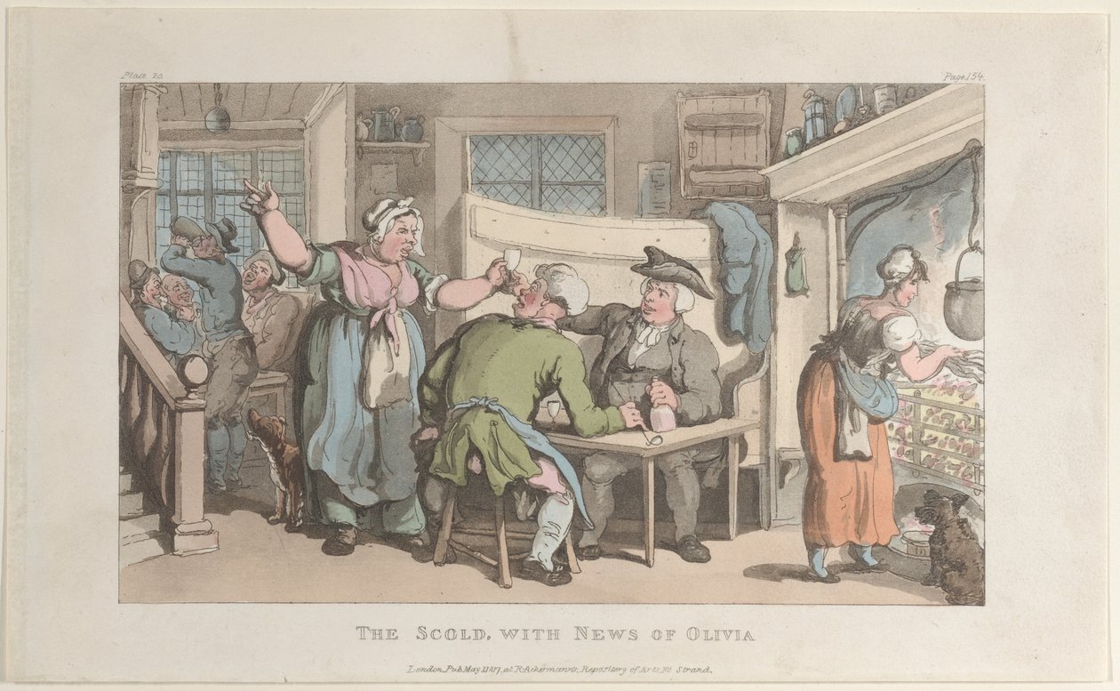 The Scold, med News of Olivia, fra The Vicar of Wakefield, 1. mai 1817., 1. mai 1817. av Thomas Rowlandson