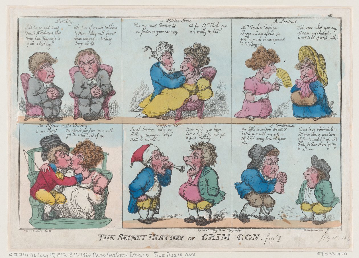 The Secret History of Crim Con, Fig 1, 18. august 1808., 18. august 1808. av Thomas Rowlandson