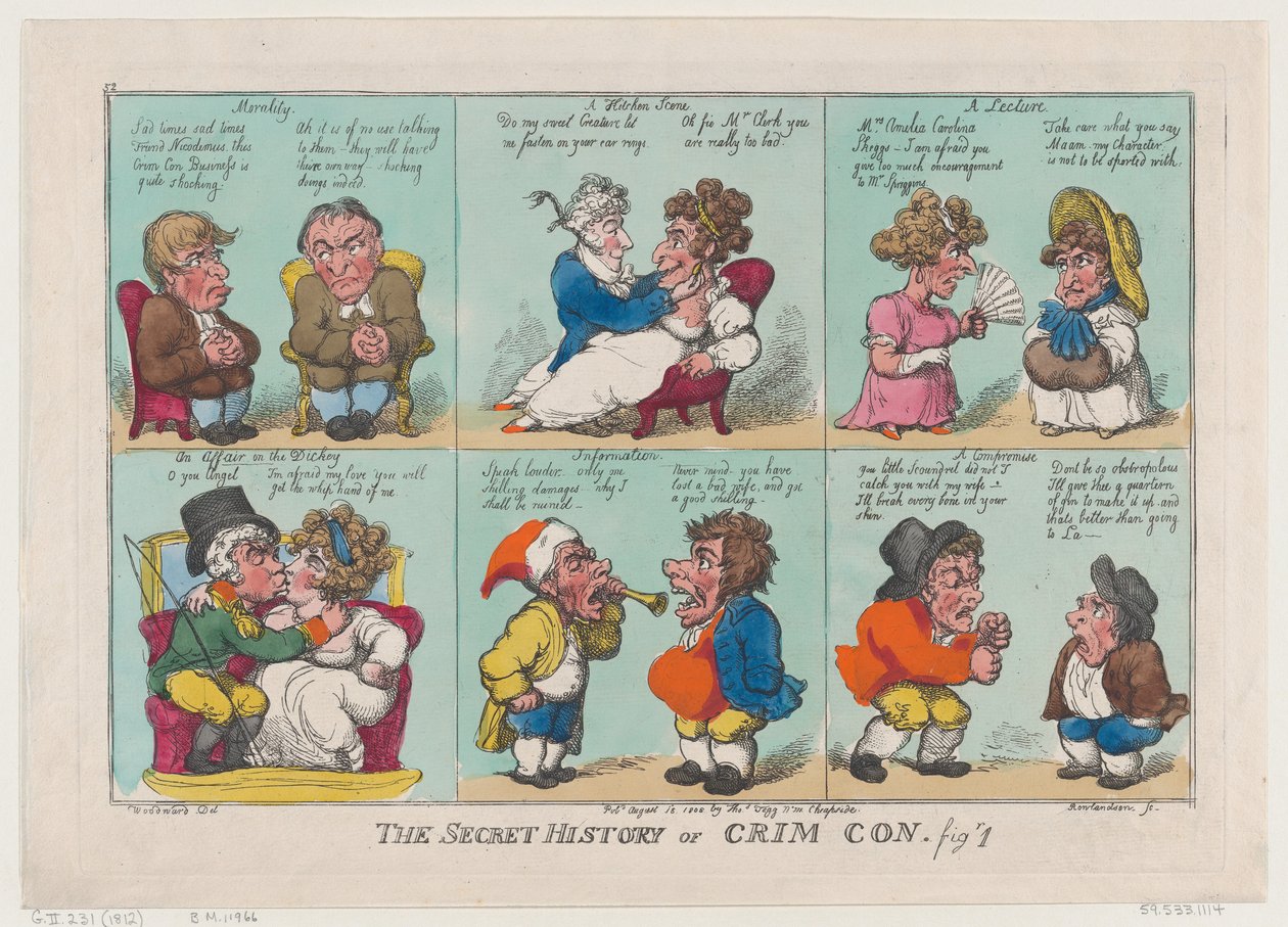 The Secret History of Crim Con, Fig 1, 18. august 1808., 18. august 1808. av Thomas Rowlandson