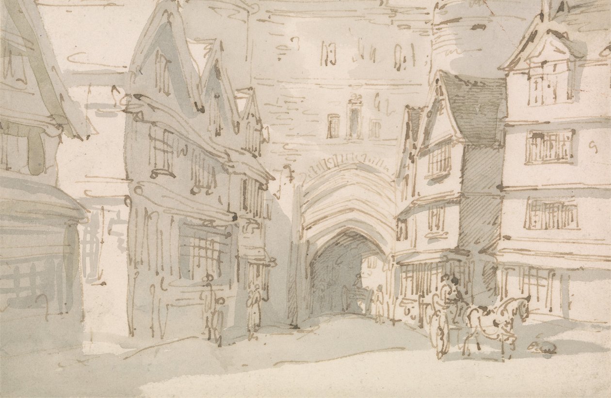 South Gate, Exeter av Thomas Rowlandson