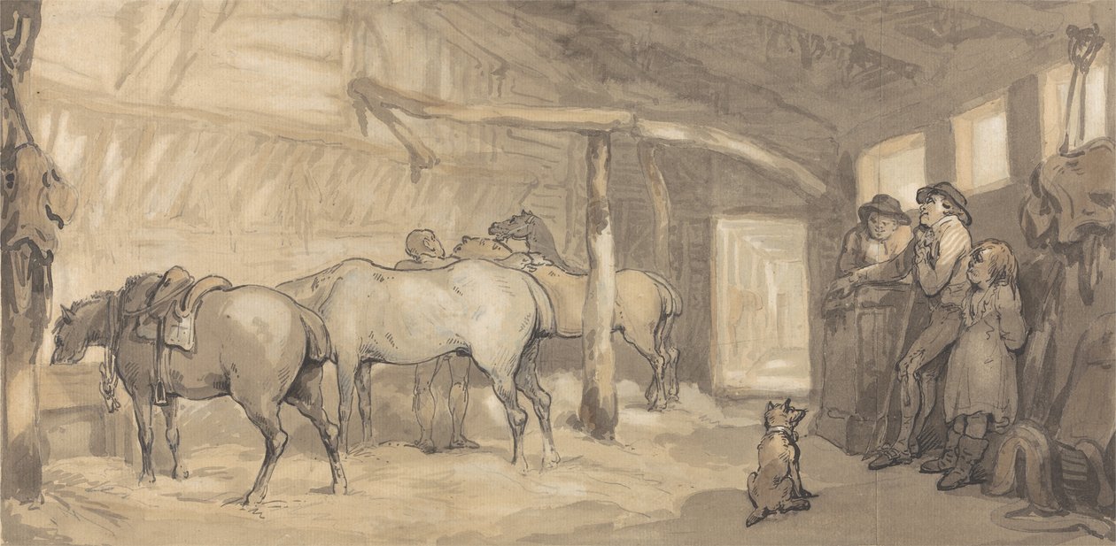 The Stable of an Inn, ca. 1790 (grafitt & penn & blekk & akvarell på papir) av Thomas Rowlandson