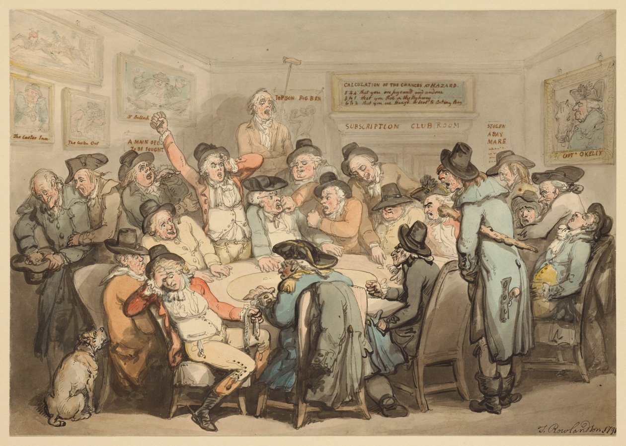 Abonnementsklubbens rom av Thomas Rowlandson