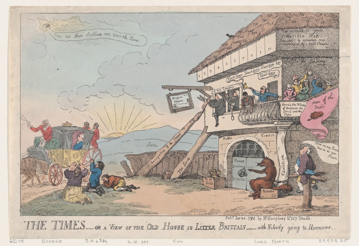 The Times - Eller en utsikt over det gamle huset i Little Britain - med ingen som går ..., 23. januar 1784. av Thomas Rowlandson