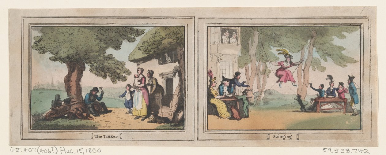 The Tinker and Swinging, 15. august 1800., 15. august 1800. av Thomas Rowlandson