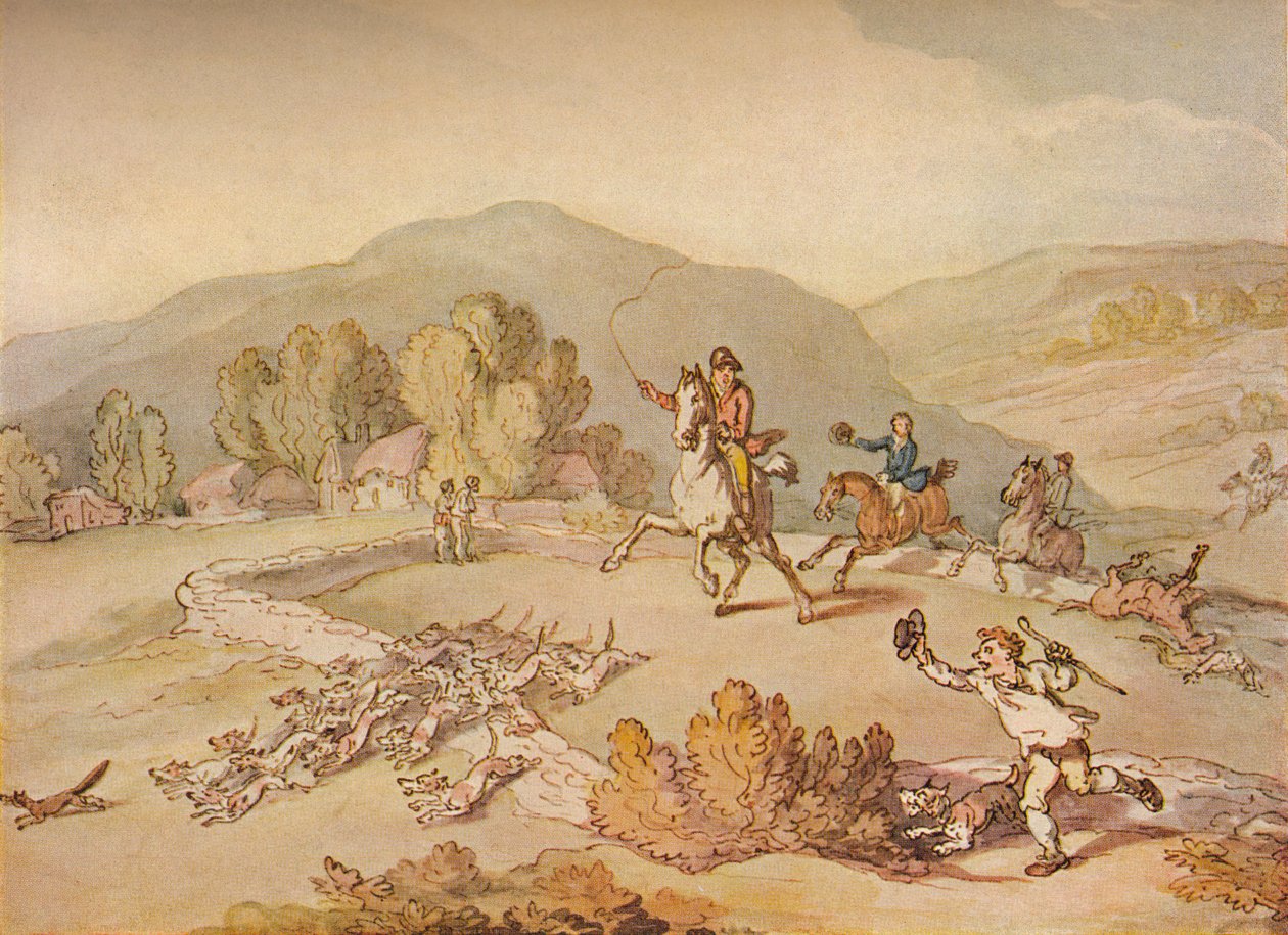 Landsbyjakten, c1800, 1922 av Thomas Rowlandson
