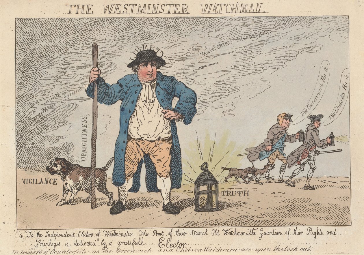 The Westminster Watchman av Thomas Rowlandson