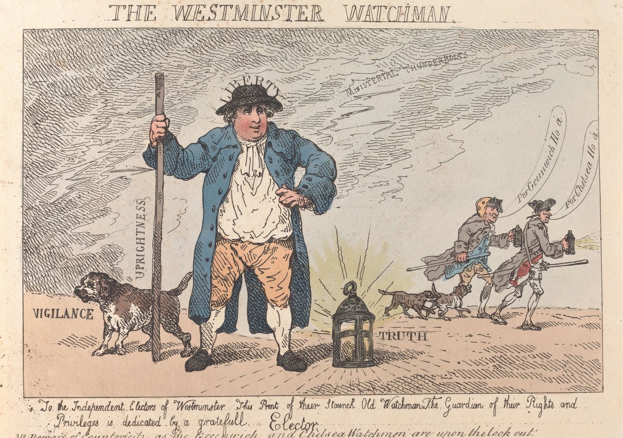 The Westminster Watchman av Thomas Rowlandson